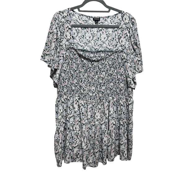 torrid Tops - Torrid Women Floral Babydoll Tunic Top 4 Green Pink Smock Peasant Cottage Fairy
